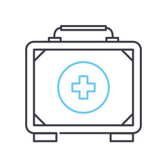 first aid kit line icon, outline symbol, vector illustration, concept sign