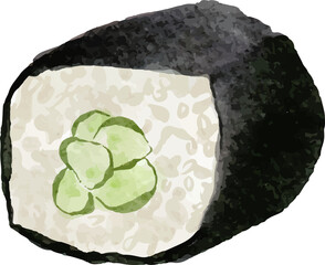 Watercolor Sushi Japanese Food Illustration