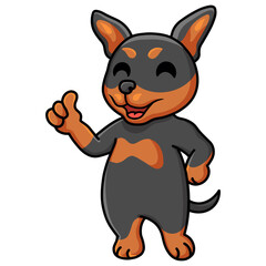 Cute Russian toy dog cartoon giving thumb up