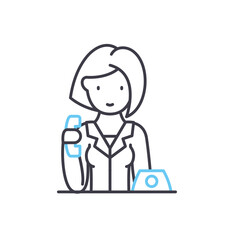 clerk line icon, outline symbol, vector illustration, concept sign