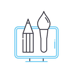 digital graphics line icon, outline symbol, vector illustration, concept sign