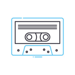 cassete tape line icon, outline symbol, vector illustration, concept sign