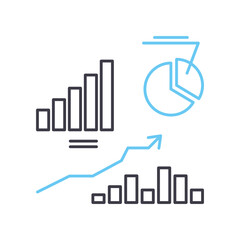 financial data analytics line icon, outline symbol, vector illustration, concept sign