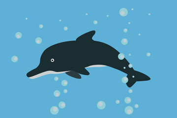 illustration of a dolphin. cute cartoon animal.