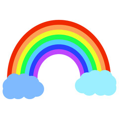rainbow on clouds. Summer concept. Clipart image. Summer vacation. cartoon concept. Vector illustration. stock image. 