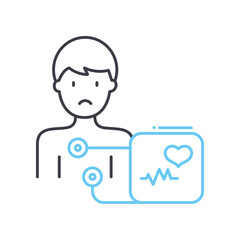 electrocardiogram line icon, outline symbol, vector illustration, concept sign