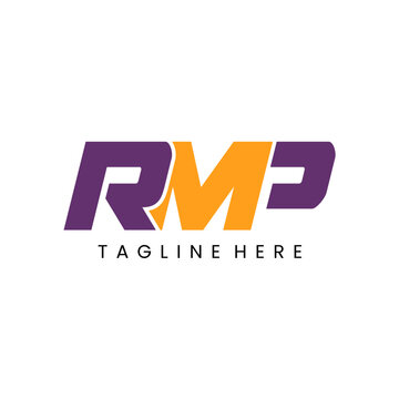 logotype rmp letter design with purple and yellow color