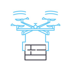 delivery drone line icon, outline symbol, vector illustration, concept sign