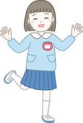 喜ぶ女の子の園児をイメージしたイラスト素材（保育園・幼稚園・こども園）
