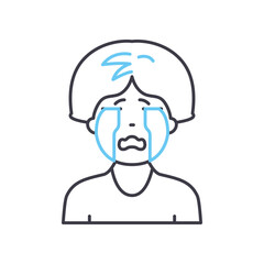cry line icon, outline symbol, vector illustration, concept sign
