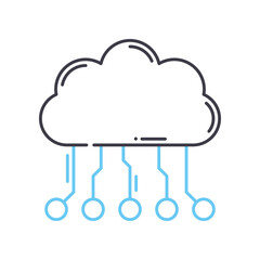 cloud computing line icon, outline symbol, vector illustration, concept sign