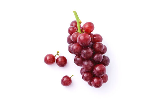 Red grape isolated on white background , top view , flat lay.