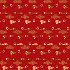 Chinese pattern motif design on red background