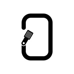 Carabiner icon. Industrial climber carabine icon isolated on white background. Vector illustration