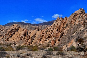 Argentinian mountains with blue sky in jujuy