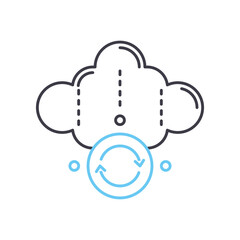 cloud process line icon, outline symbol, vector illustration, concept sign