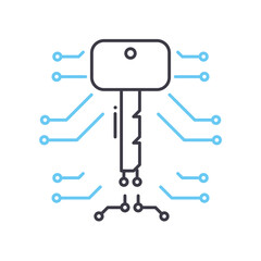 cryptography technology line icon, outline symbol, vector illustration, concept sign