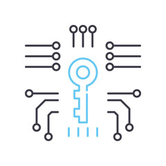 digital key line icon, outline symbol, vector illustration, concept sign