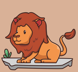 cute lion sitting on the ground. cartoon animal nature concept Isolated illustration. Flat Style suitable for Sticker Icon Design Premium Logo vector. Mascot Character