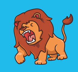 cute lion roaring so loud danger. cartoon animal nature concept Isolated illustration. Flat Style suitable for Sticker Icon Design Premium Logo vector. Mascot Character
