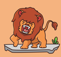 cute lion roaring so loud. cartoon animal nature concept Isolated illustration. Flat Style suitable for Sticker Icon Design Premium Logo vector. Mascot Character