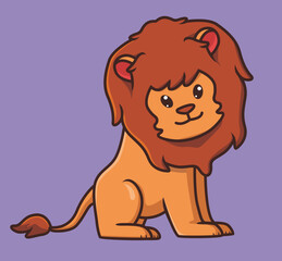 cute lion sitting. cartoon animal nature concept Isolated illustration. Flat Style suitable for Sticker Icon Design Premium Logo vector. Mascot Character