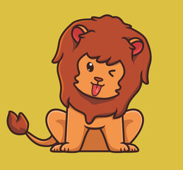 cute teasing lion. cartoon animal nature concept Isolated illustration. Flat Style suitable for Sticker Icon Design Premium Logo vector. Mascot Character