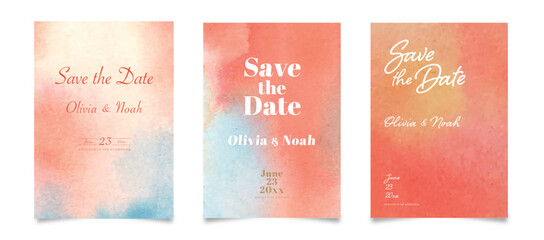 Naklejka premium Watercolor vector set invitation card template design