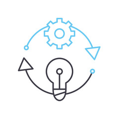 engineer thinking line icon, outline symbol, vector illustration, concept sign