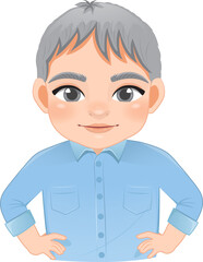 Self-confident guy set or male stands in a heroic pose cartoon character