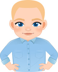 Self-confident guy set or male stands in a heroic pose cartoon character