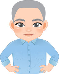 Self-confident guy set or male stands in a heroic pose cartoon character