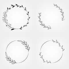 floral botanical set circle isolated frame