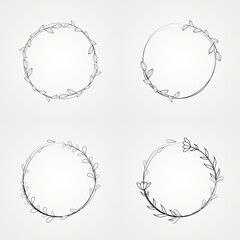 floral botanical set circle isolated frame