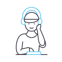 dj line icon, outline symbol, vector illustration, concept sign