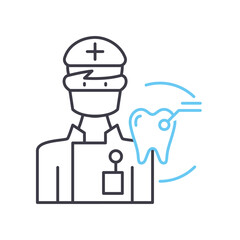 dental surgeon line icon, outline symbol, vector illustration, concept sign