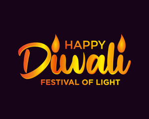 Vector illustration: Hand drawn calligraphic colorful paint lettering of Happy Diwali