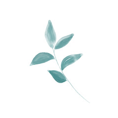 watercolor leaves twig abstract botanical illustration