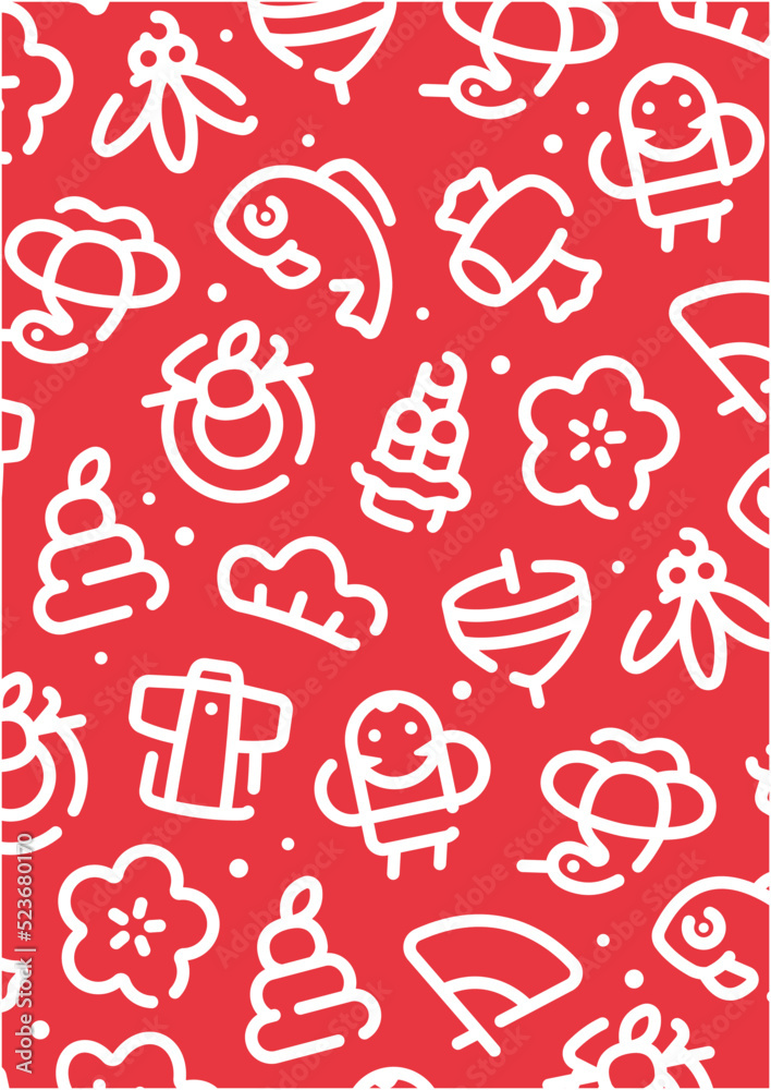 Sticker japanese new year pattern background for graphic design.a-size vertical.