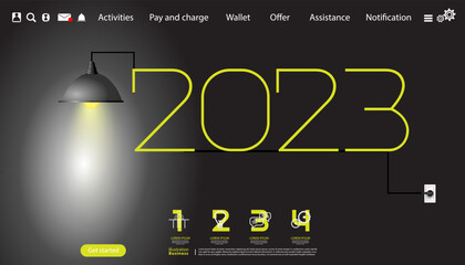 Happy new year  2023  - idea and concept think Creativity modern Idea and Concept illustration vector.