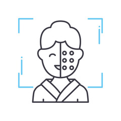 face detection line icon, outline symbol, vector illustration, concept sign