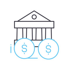 credit bank line icon, outline symbol, vector illustration, concept sign