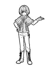 Illustration for coloring book of boy in cartoon style