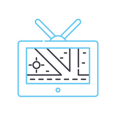 drone monitor line icon, outline symbol, vector illustration, concept sign