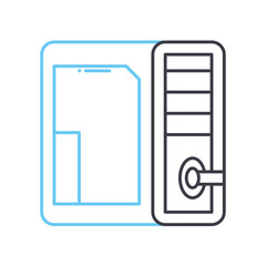 computer case line icon, outline symbol, vector illustration, concept sign