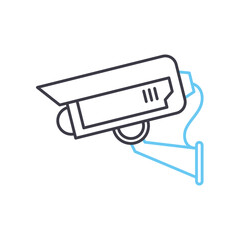 closed circuit camera line icon, outline symbol, vector illustration, concept sign