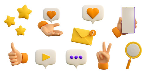 3d education and social media icons for university and school. Realistic 3d high quality isolated render