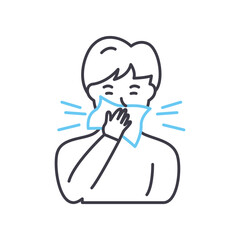 cough line icon, outline symbol, vector illustration, concept sign