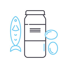 fish oil line icon, outline symbol, vector illustration, concept sign