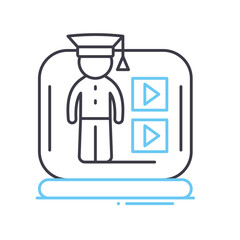 e-learning line icon, outline symbol, vector illustration, concept sign